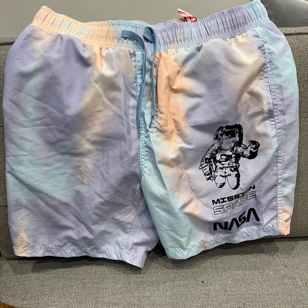 Tie die swim trunks